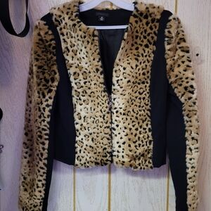 Leopard Print Teddy Jacket Size M